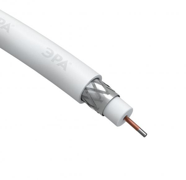 RG-6U, (64%), 75 Ом, белый кабель бухта 100м ЭРА