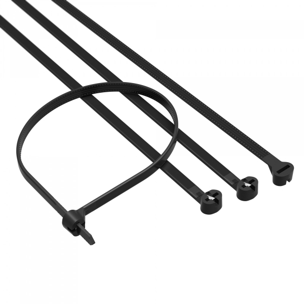 Хомут (стяжка) пластик  4,8 x 300  черн.  P6.6 с двойным замком DKC 21317SR (кратно 100)