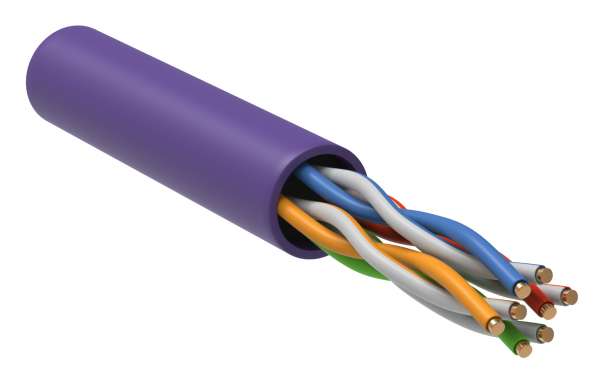 Каб. в. п. U/UTP кат. 5E 4х2х24AWG solid LSZH 305м фиол. ITK