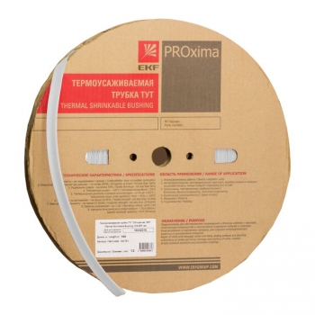 Термоусаживаемая трубка ТУТ нг 120/60 белая рулон EKF PROxima (кратно 25)