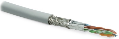 SFUTP4-C6-P26-IN-LSZH-GY-500 (500 м) Кабель витая пара, экранированная SF/UTP, категория 6, 4 пары (26 AWG), многожильный (patch), экран - фольга + медная оплетка, LSZH, серый Hyperline