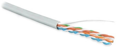 UUTP4-C5E-S24-IN-PVC-GY-305 (305 м) кабель витая пара, неэкранированная U/UTP, категория 5e, 4 пары (24 AWG), одножильный (solid), PVC, -20градC – +75градC, серый Hyperline