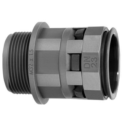 Муфта труба-коробка DN 29 мм, М40х1,5, полиамид, цвет черный, DKC PAM29M40N
