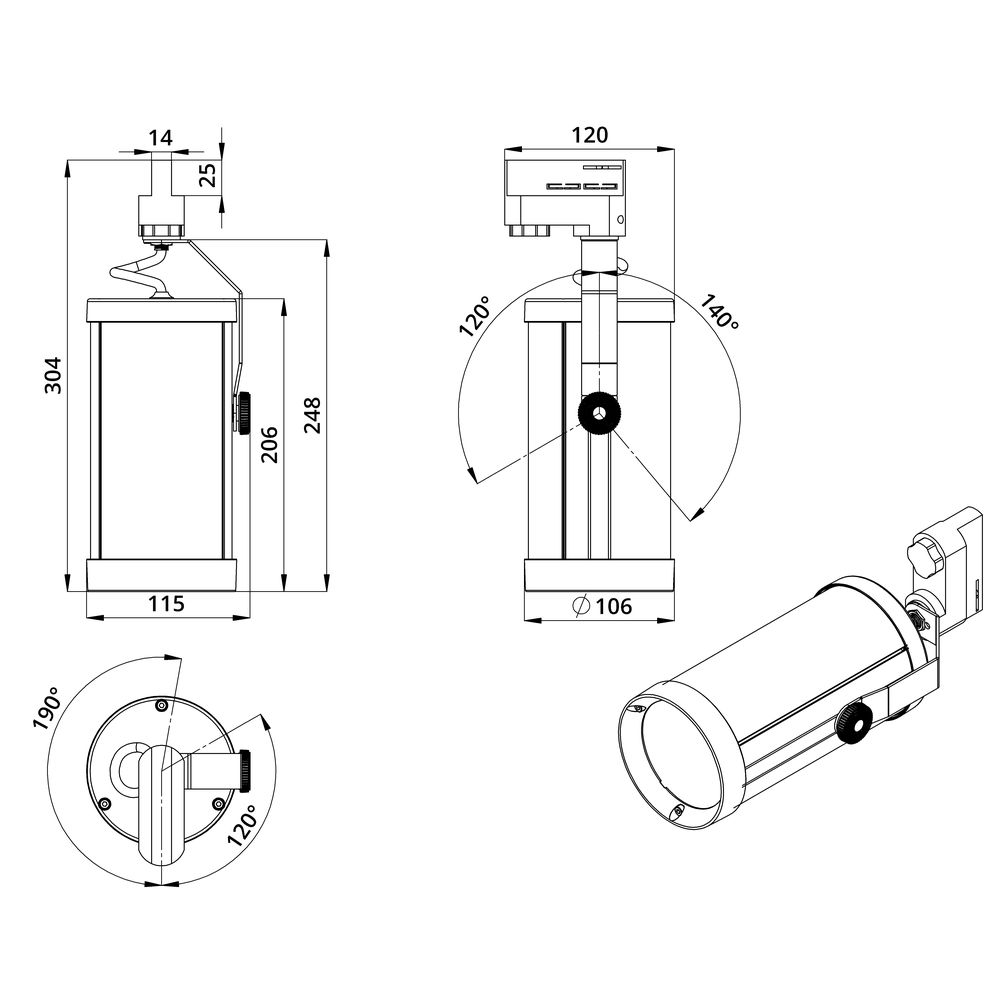 Акцент Трек 10 Р CRI80 4000К 25° RAL9005 Муар