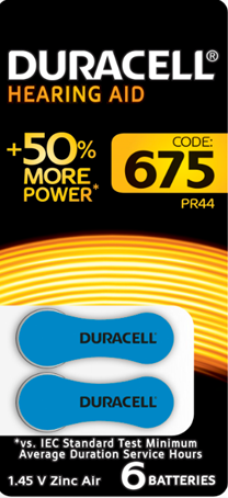 Элемент питания DURACELL ZA675-6BL слуховые (кратно 6)