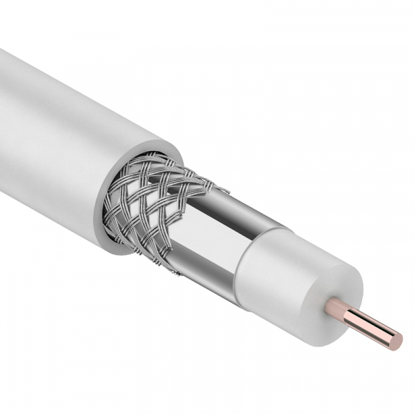 RG-6U, (64%), 75 Ом, белый   (омедненка) кабель бухта100м 01-2201 REXANT
