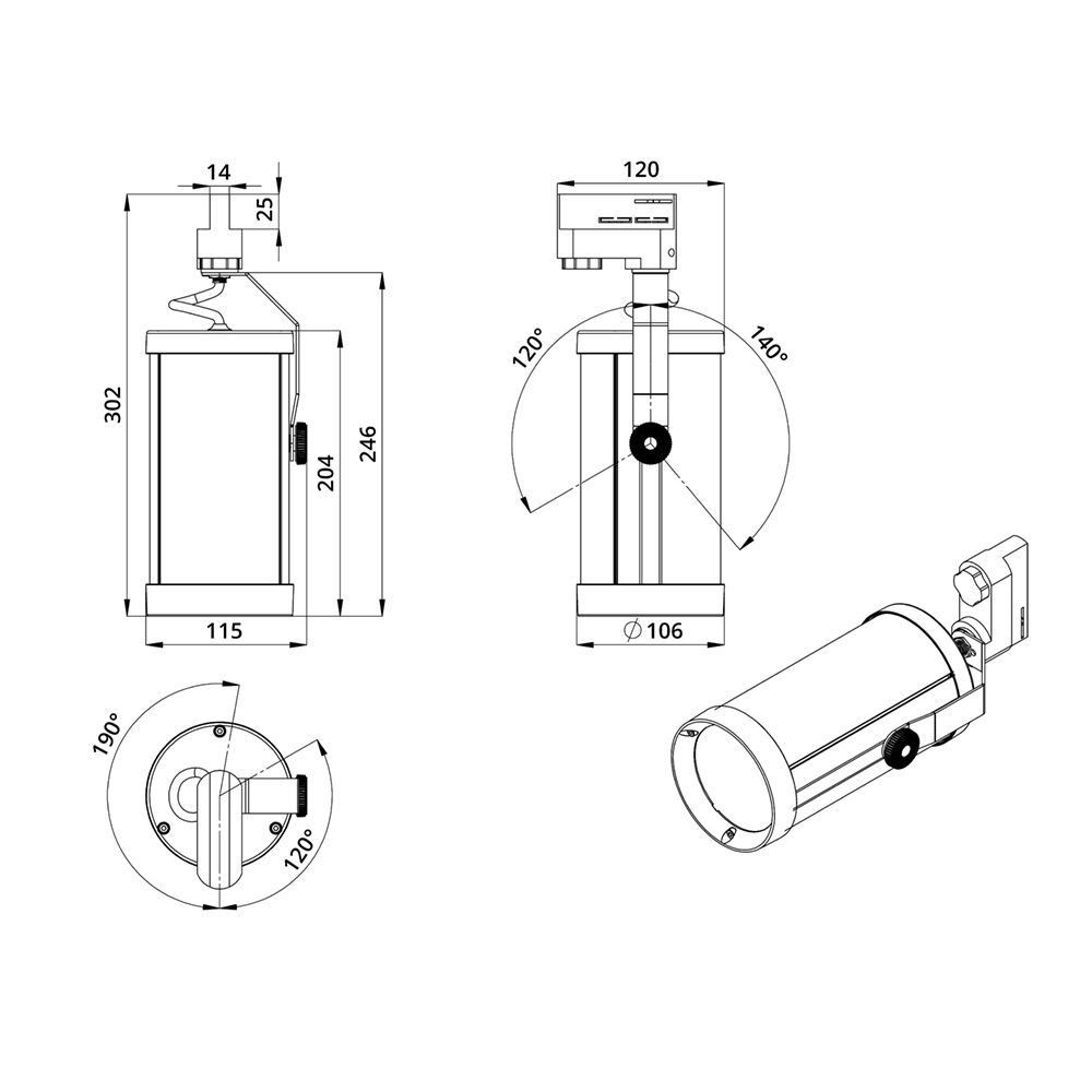 Акцент Трек 10 Р CRI80 5000К 40° RAL9005 Муар