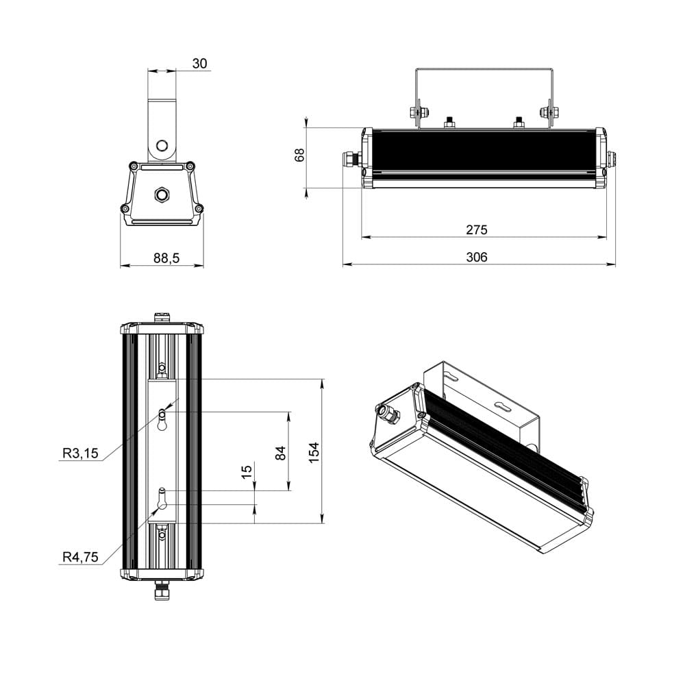 Т-Линия v2.0 20 250мм Эко 12~24В AC/DC CRI70 4000К Опал