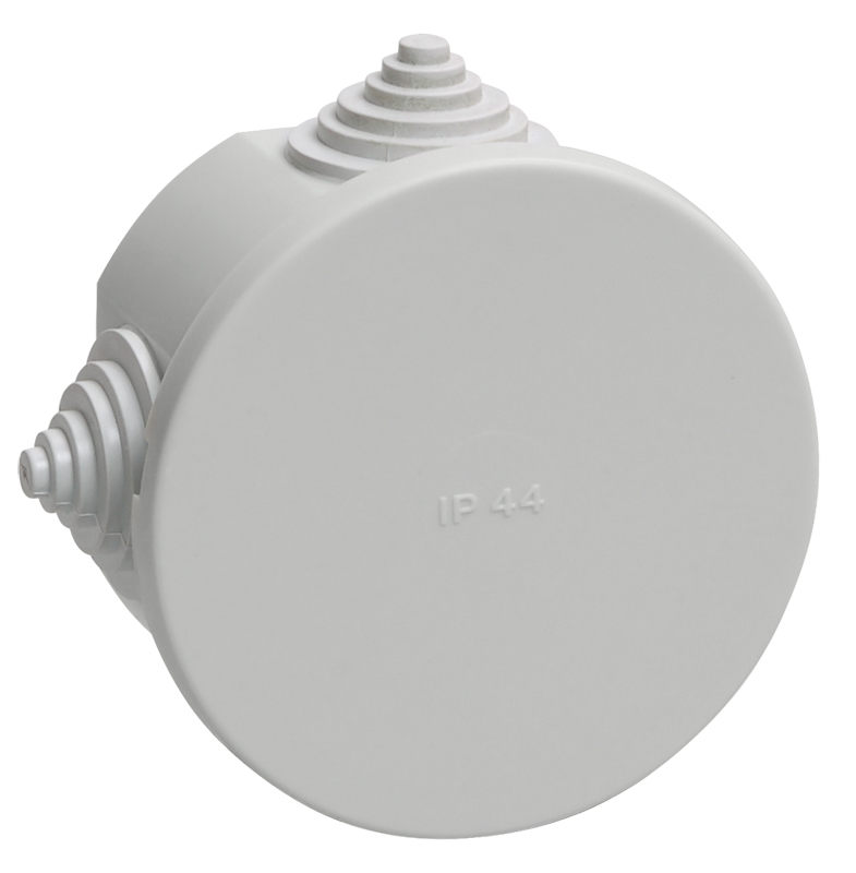 Коробка распаячная IEK КМ41237 для открытой проводки  d75х40 мм IP44 (RAL7035, 4 гермоввода)  UKO11-075-040-000-K41-44