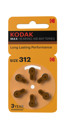 Элемент питания Kodak MAX Hearing Aid ZA312-6BL слуховые (кратно 6)