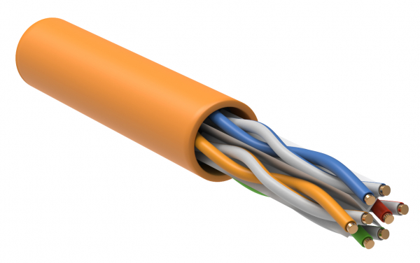 Кабель связи витая пара U/UTP, кат.6 4x2х23AWG solid, LSZH, 305м, оранжевый ITK