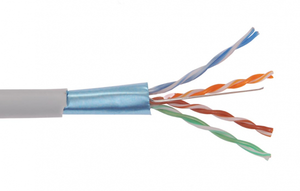 F/UTP кат.5E 2х2х0,48мм 24AWG одножильный (solid), LDPE, 500м, черный  Кабель связи витая пара ШПД ITK