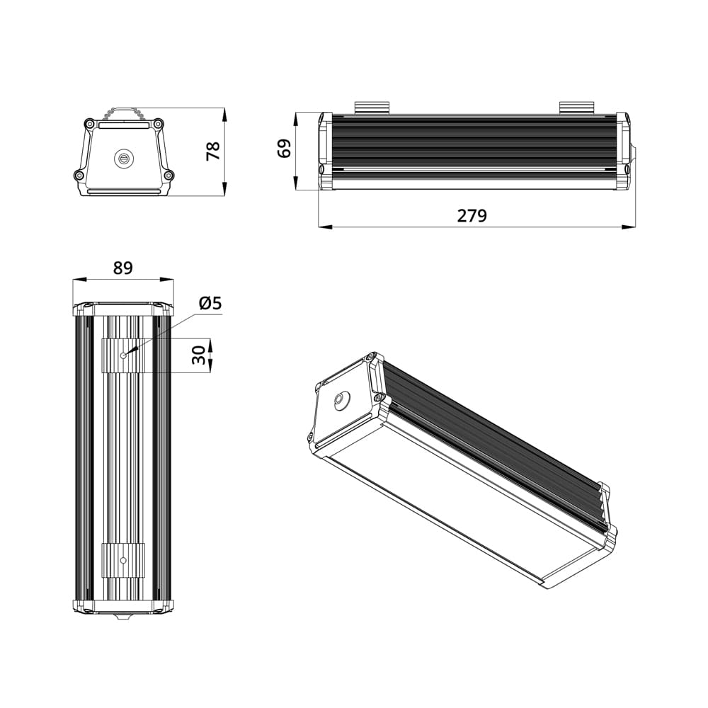 Т-Линия v2.0 20 250мм Эко 36~48В AC/DC CRI70 5000К Микропризма