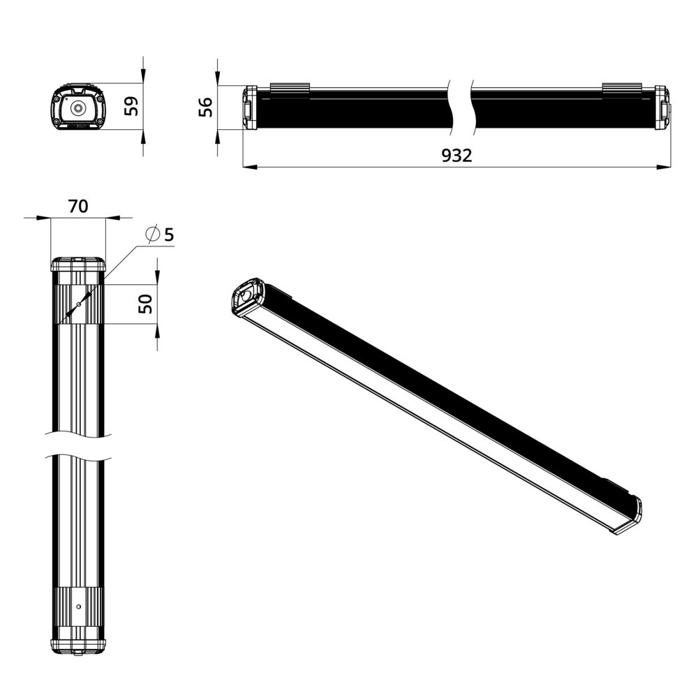 Т-Линия Компакт 70 900мм CRI70 4000К Прозрачный