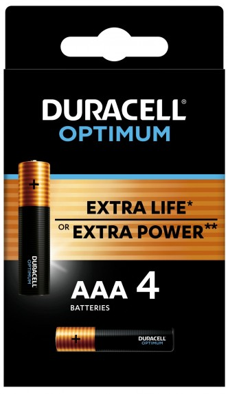Батарейки Duracell 5014062 ААА алкалиновые 1,5v 4 шт. LR03-4BL Optimum