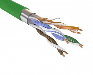 Кабель витопарный, категории 6, U/UTP, 4 пары, 23 AWG, LSZH нг(A)-HFLTX, для внутренней прокладки,зеленый, коробка 305 м SPL