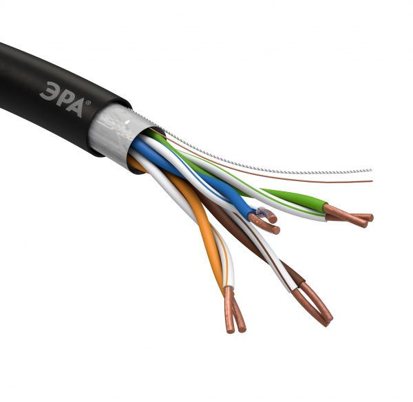 Кабель витая пара F/UTP Cat5e 4x2x24 AWG CU PE OUTDOOR 305 м (1/32) (1/32) ЭРА