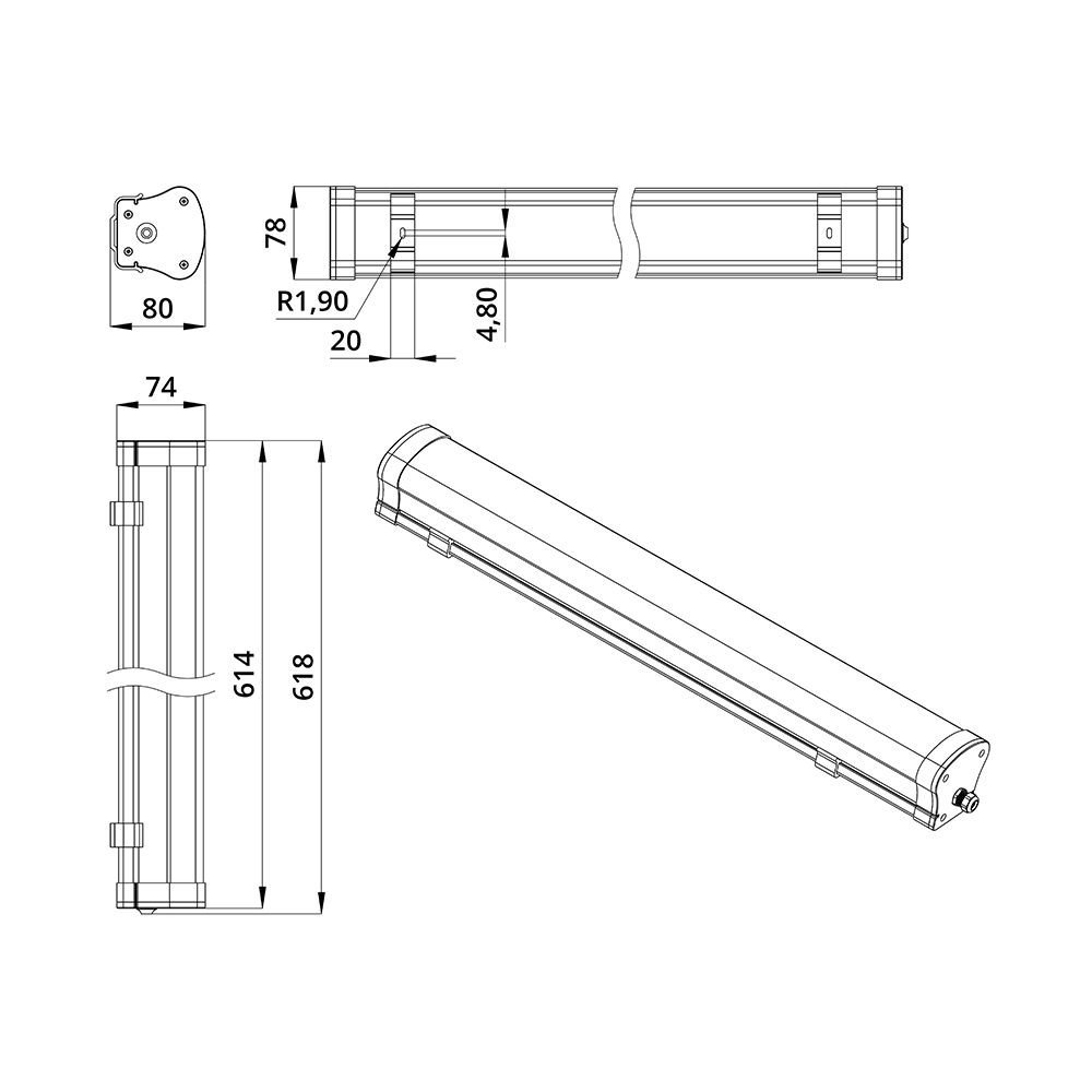 Айсберг v2.0 18 600мм CRI70 3000К Опал