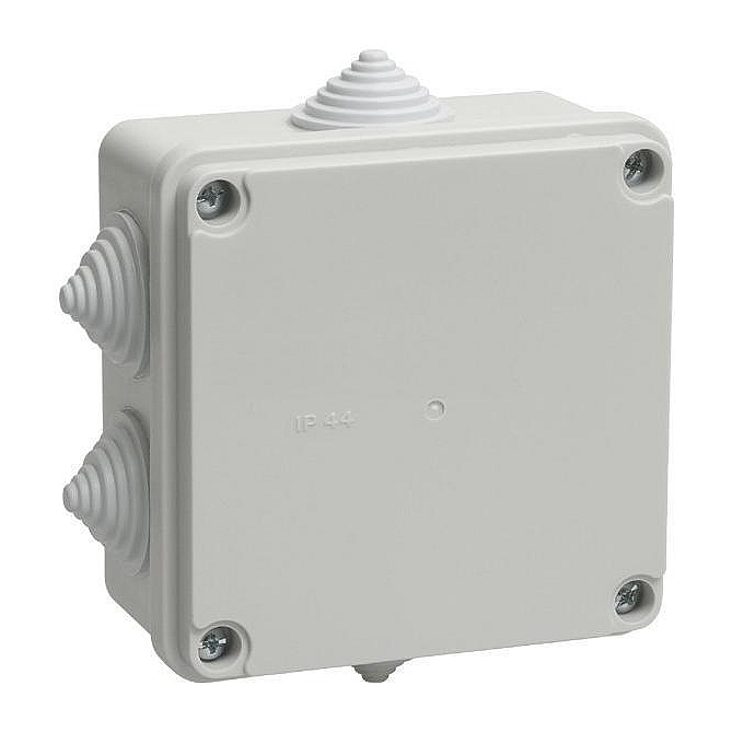 Коробка КМ41233 распаячная для открытой установки 100х100х50 мм IP44 (RAL7035, 6 гермовводов) UKO11-100-100-050-K41-44