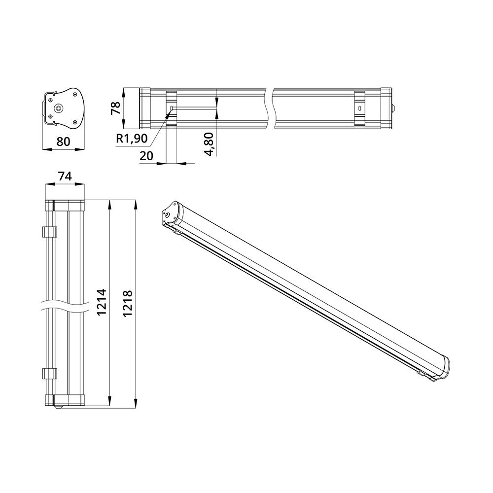 Айсберг v2.0 30 1200мм Эко CRI70 3000К Прозрачный